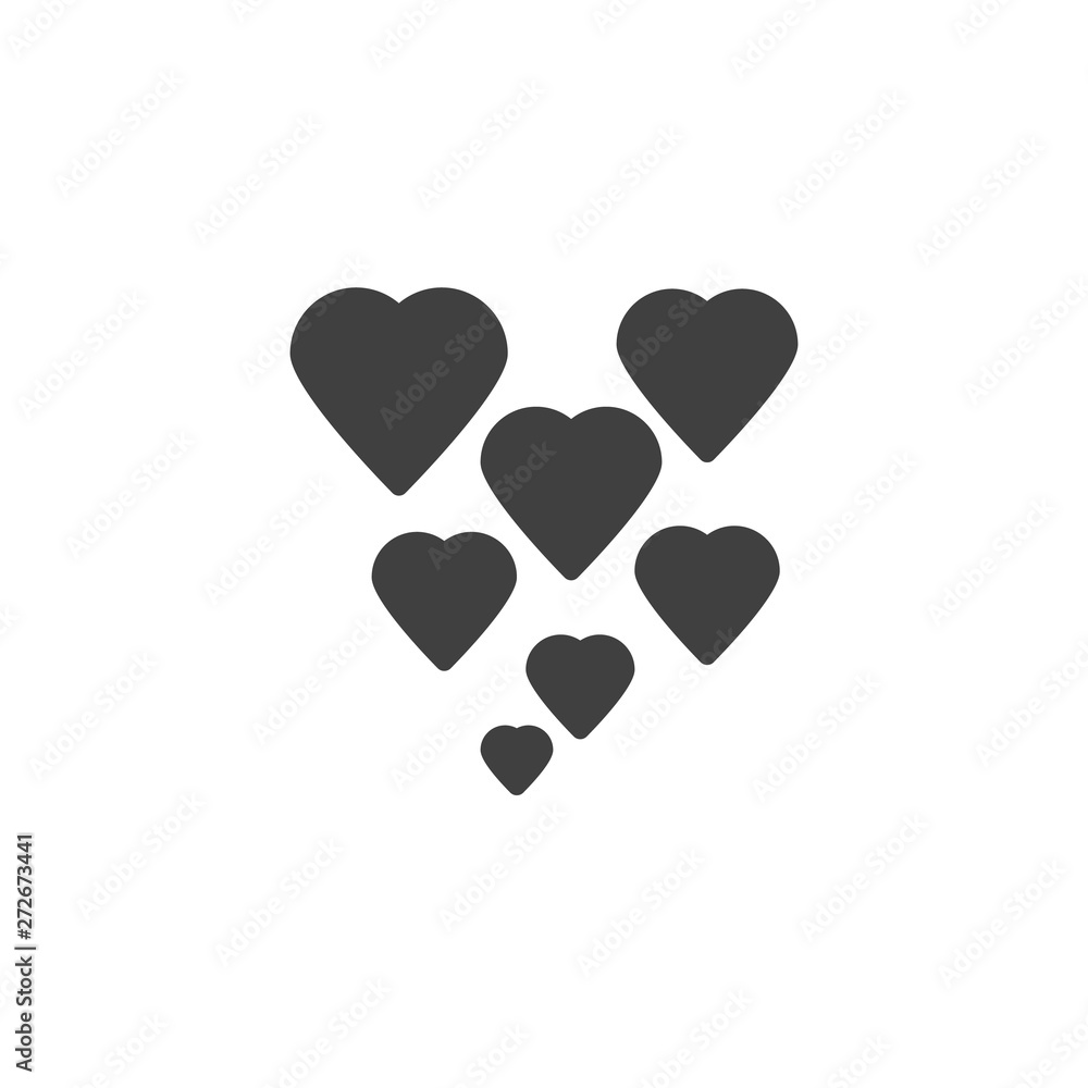 Abstract hearts vector icon. filled flat sign for mobile concept and web design. Love hearts glyph icon. Valentines day symbol, logo illustration. Vector graphics