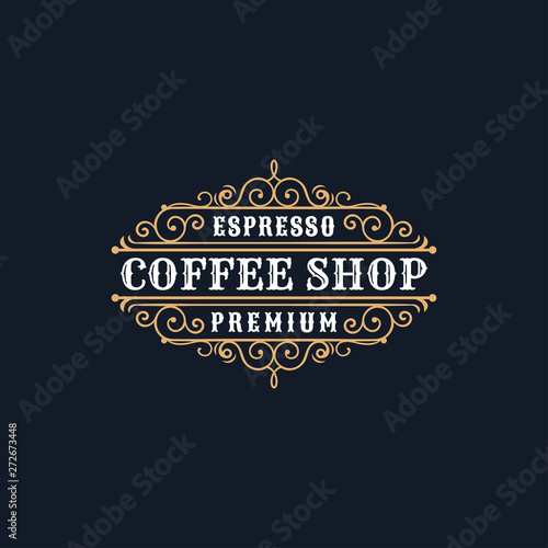 vintage badges of coffee, coffee shop and emblems