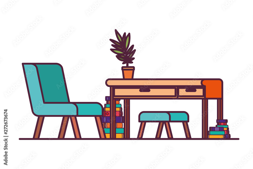 Fototapeta premium living room with desk and books