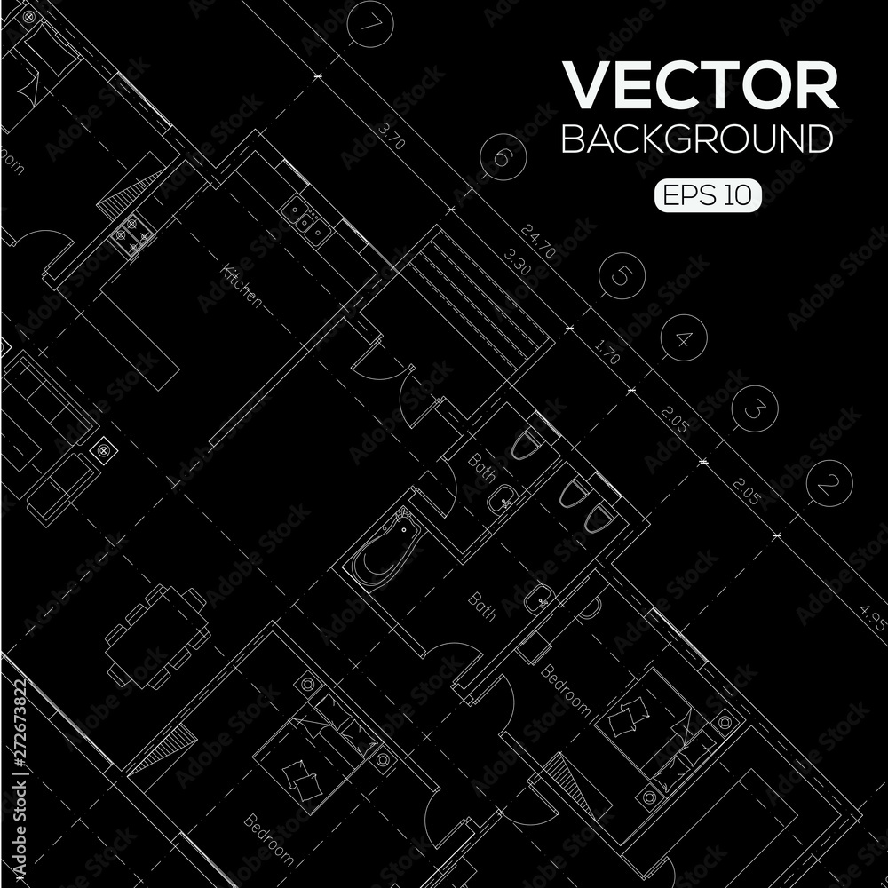 Detailed architectural plan , Architectural background , architectural plan vector 