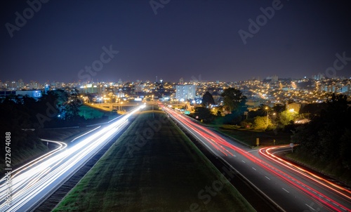 traffic in the city at night