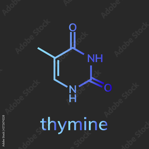 Thymine chemical formula on dark background