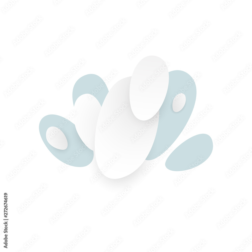 White figures with shadows and colorful elements. White figures with shadows and colorful elements.
