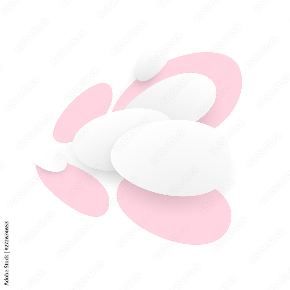 White figures with shadows and colorful elements. White figures with shadows and colorful elements.