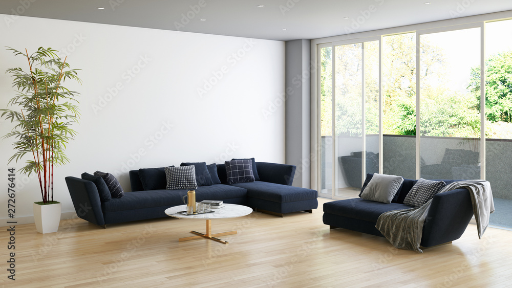 Fototapeta premium large luxury modern bright interiors room illustration 3D rendering