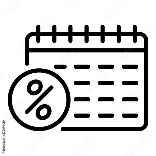 Interest calendar icon. Outline interest calendar vector icon for web design isolated on white background