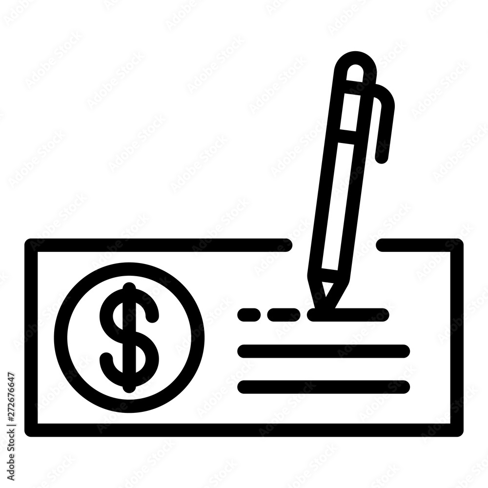 Mortgage check icon. Outline mortgage check vector icon for web design isolated on white background Mortgage check icon. Outline mortgage check vector icon for web design isolated on white background