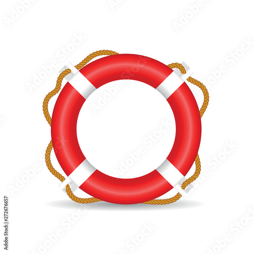 life buoy with rope in red vector illustration