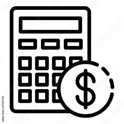 Mortgage calculation icon. Outline mortgage calculation vector icon for web design isolated on white background