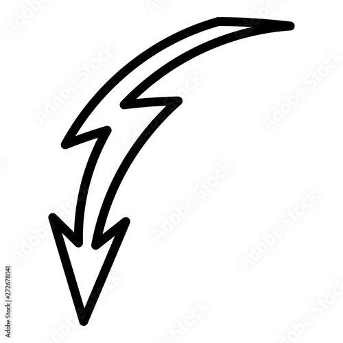 Curved lightning icon. Outline curved lightning vector icon for web design isolated on white background