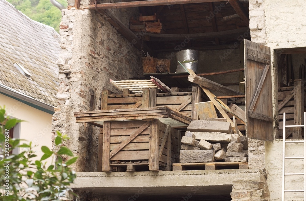 A lot of wooden objects in a german hut (Germany, Europe) A lot of wooden objects in a german hut (Germany, Europe)