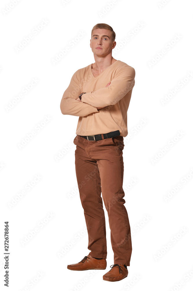 Fototapeta premium Handsome young man wearing casual clothing posing isolated