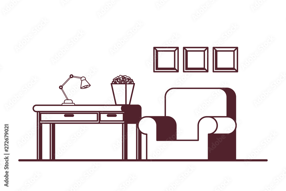 living room with desk and books living room with desk and books