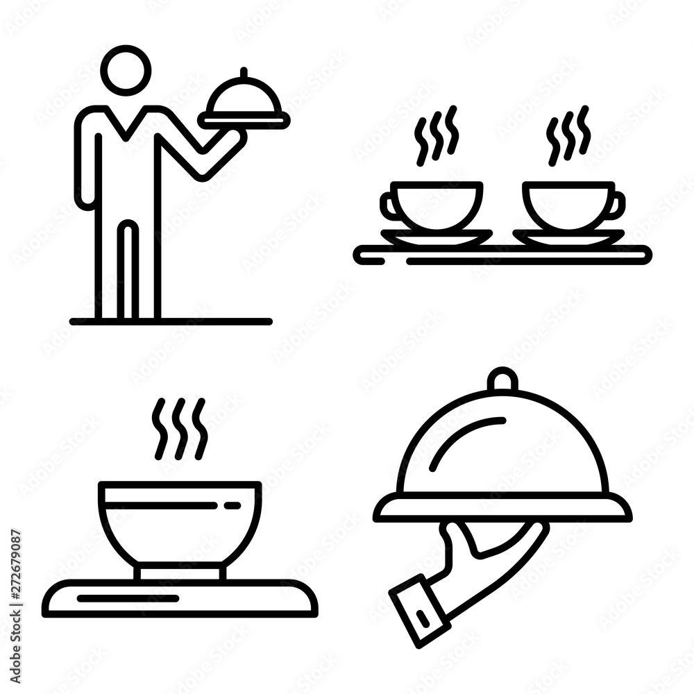 Waiter icons set. Outline set of waiter vector icons for web design isolated on white background Waiter icons set. Outline set of waiter vector icons for web design isolated on white background