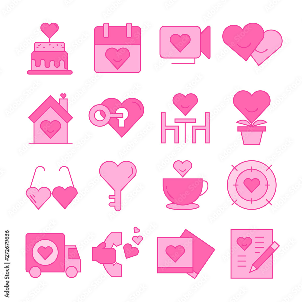 wedding and Valentine icons set