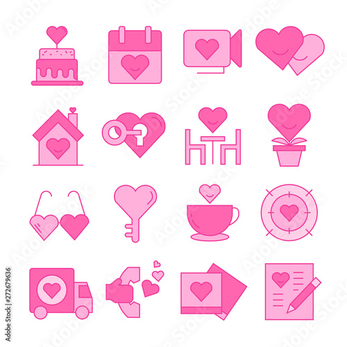 wedding and Valentine icons set