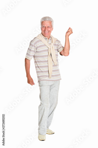 Portrait of senior man posing isolated on white background
