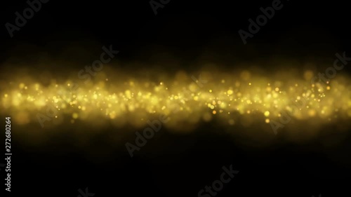 Abstract golden background with light in center and particles. Starburst with sparks.