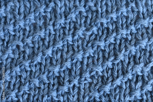 Blue diagonal lines knitting fabric texture background or knitted. Background pattern for design. Knitting or knitting. Knitting or knitting pattern for