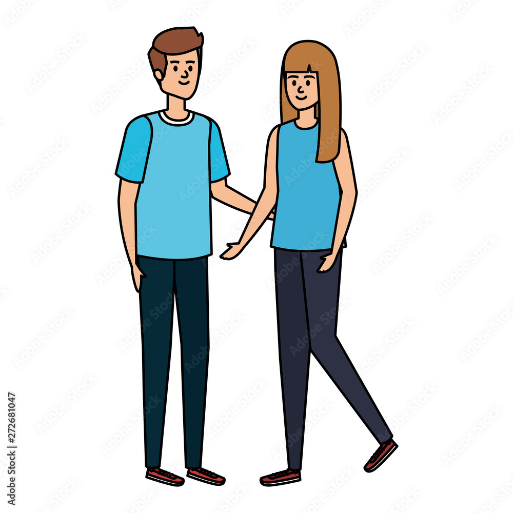 Fototapeta premium young couple lovers avatars characters