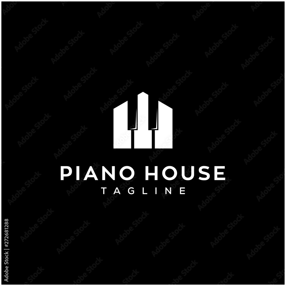 piano house lesson vector logo design