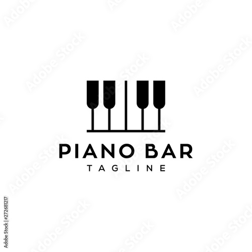 piano bar restaurant / glass bar tune concept vector logo design