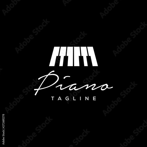piano icon vector logo design