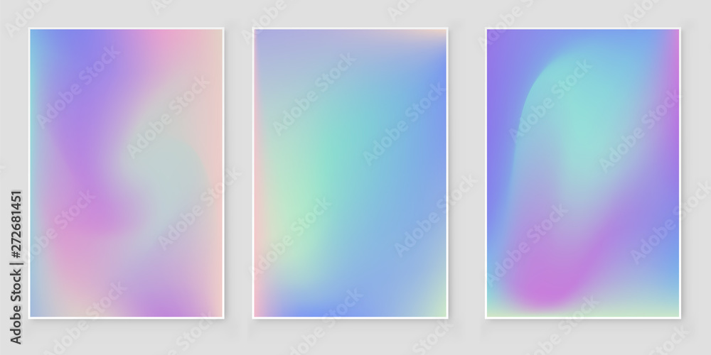 Holographic foil  gradient  iridescent   abstract background set