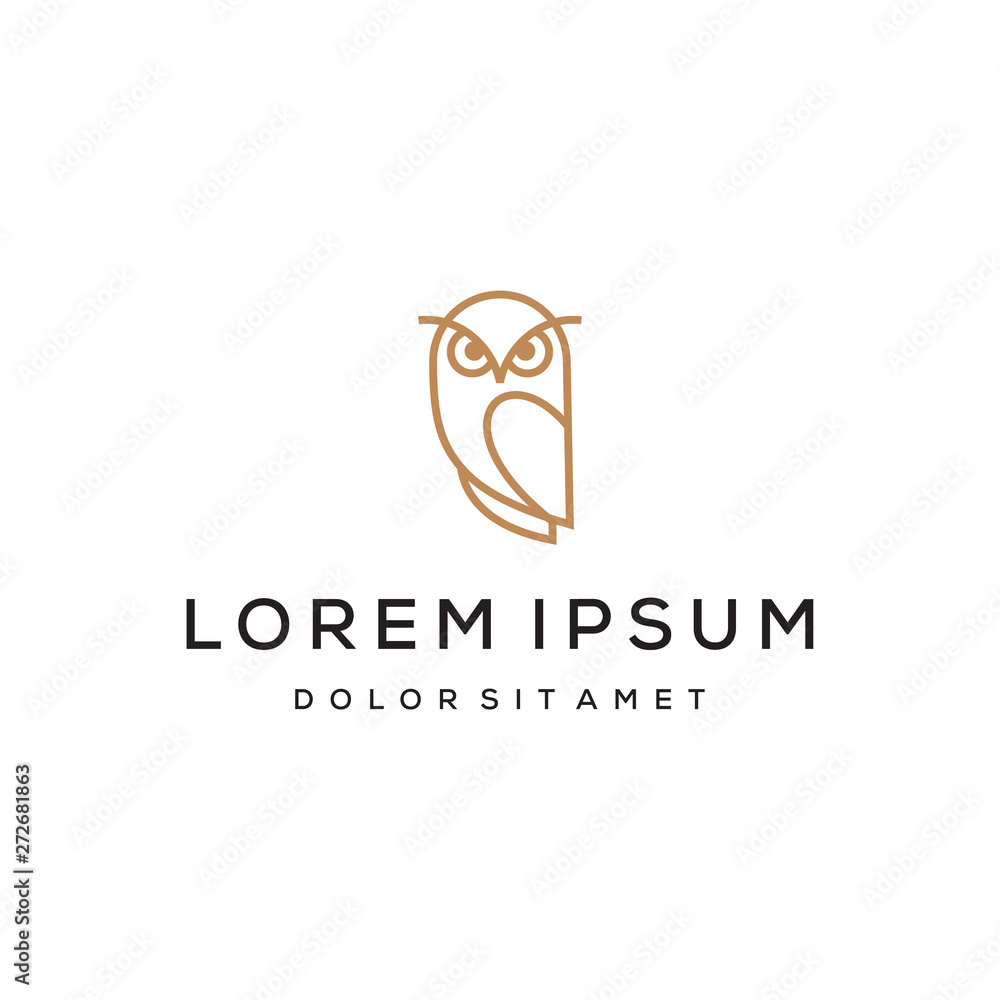 simple line owl vector logo design template - obrazy, fototapety, plakaty 