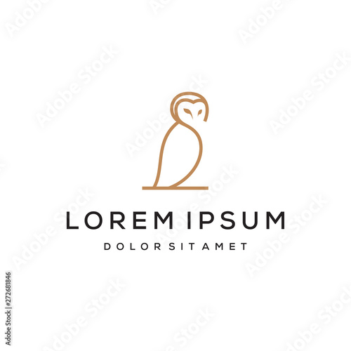 simple line owl vector logo design template