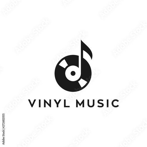music vinyl icon vector logo design
