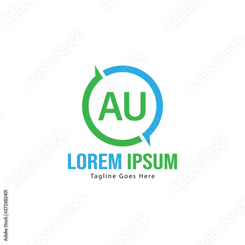 Free Download AU Letter Logo Design. Creative Modern AU Letters Icon Illustration - GFXLoad
