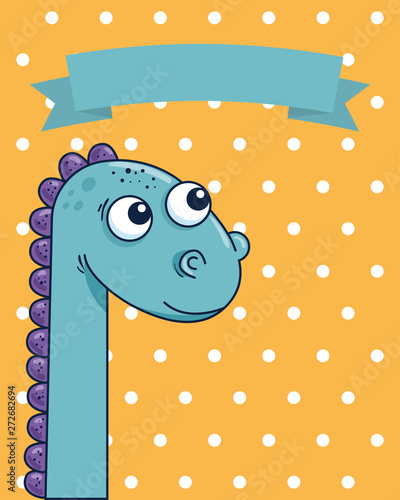cute diplodocus with ribbon frame poster