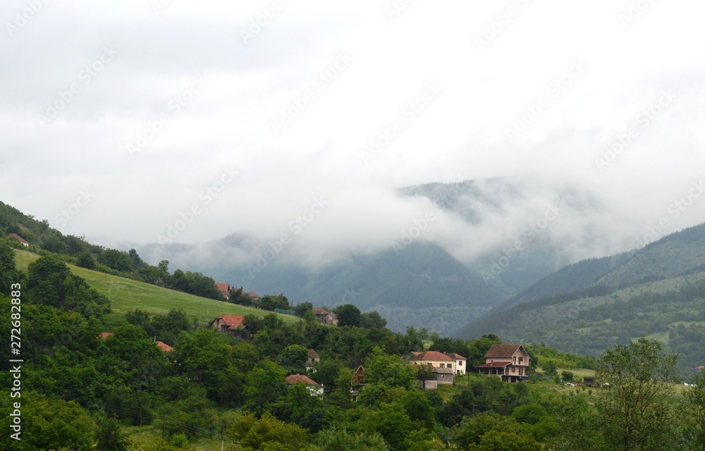 landscape of the hills in the clouds