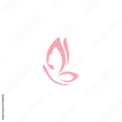 butterfly with beauty woman face vector logo design