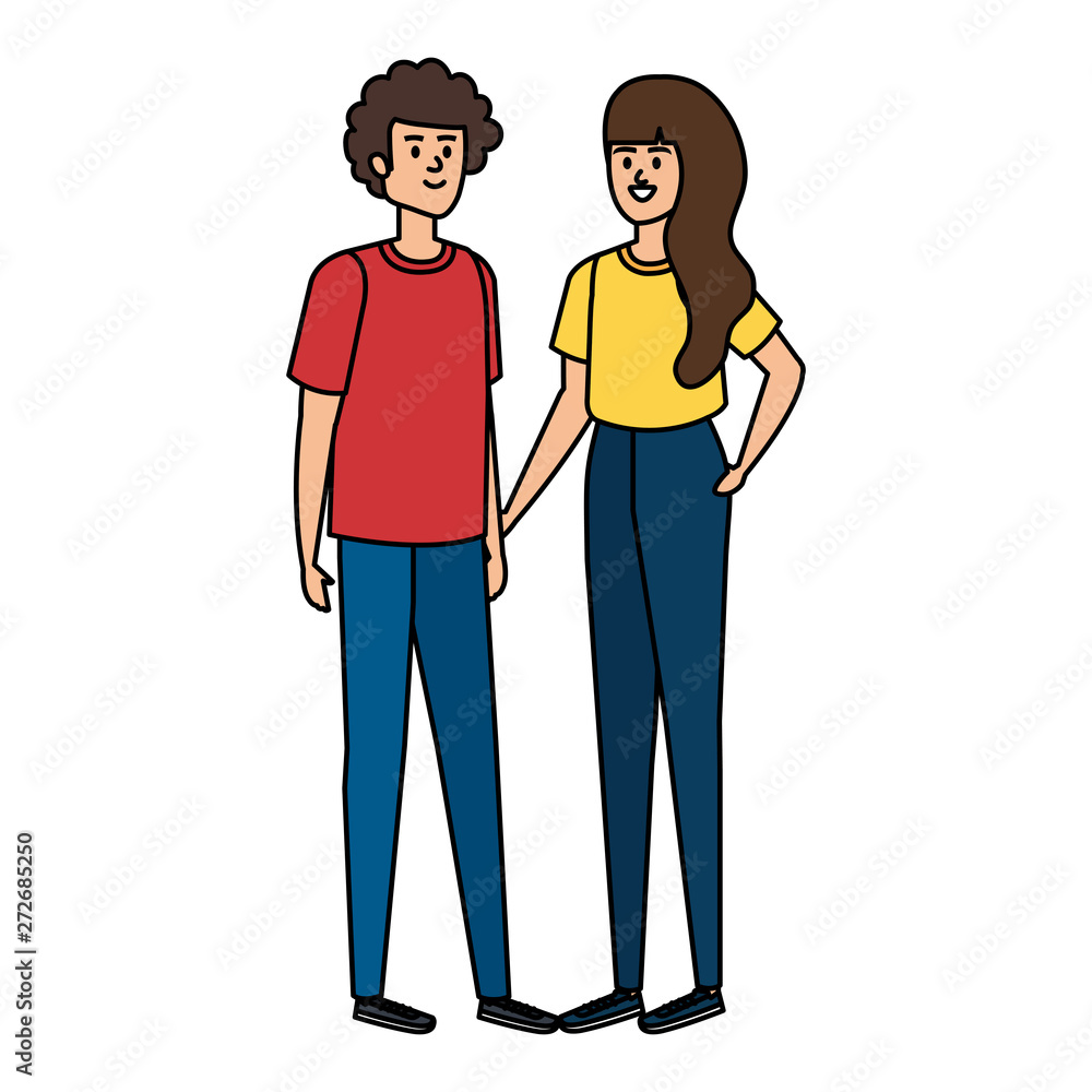 young couple lovers avatars characters young couple lovers avatars characters