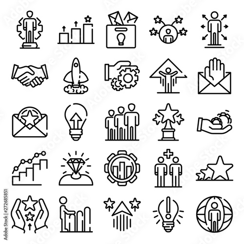 Opportunity icons set. Outline set of opportunity vector icons for web design isolated on white background