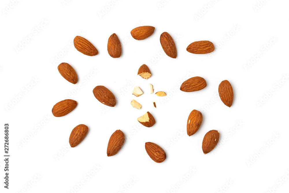 Almonds isolated on white background Almonds isolated on white background