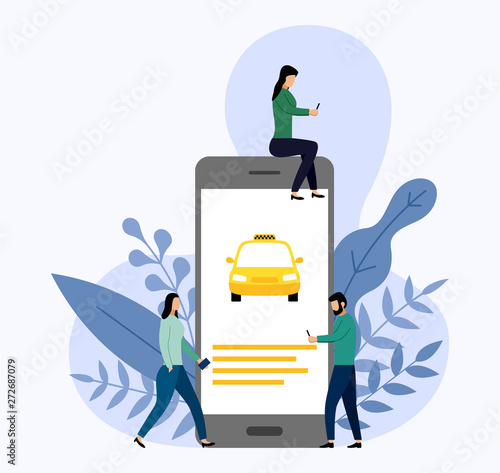 Taxi, mobile city transportation, business concept vector illustration