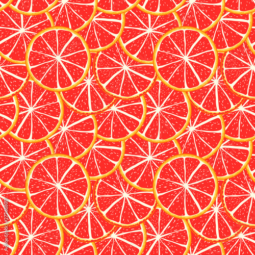 Seamless pattern grapefruit  red background.