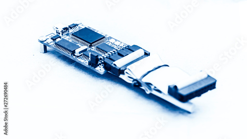 abstract background of engineering electronic circuit bord, closed up, engineering and technical experimental kit concept.