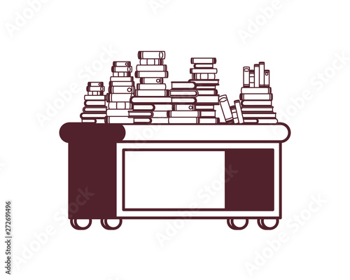 shelving with books in white background