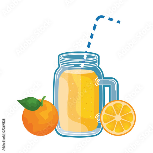 juice orange fruit beverage jar with straw