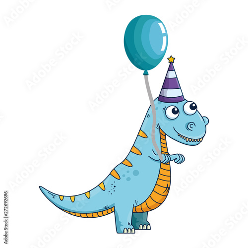 cute tyrannosaurus rex with balloon helium