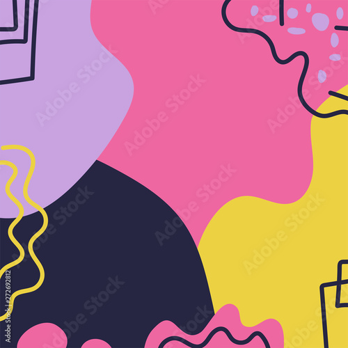 Colored intersecting spots and lines. Abstract background with copy space for text. Cover design templates, Wallpapers, posters. Vector illustration.