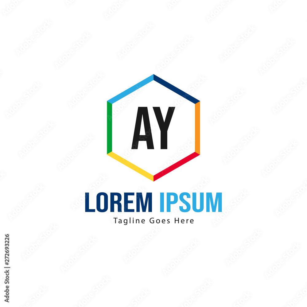 Fototapeta premium AY Letter Logo Design. Creative Modern AY Letters Icon Illustration