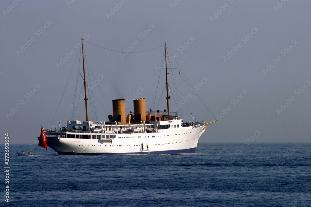 Great Turkish leader Mustafa Kemal Ataturk's yacht Savarona at Cannes Beach in Cannes, France. Great Turkish leader Mustafa Kemal Ataturk's yacht Savarona at Cannes Beach in Cannes, France.