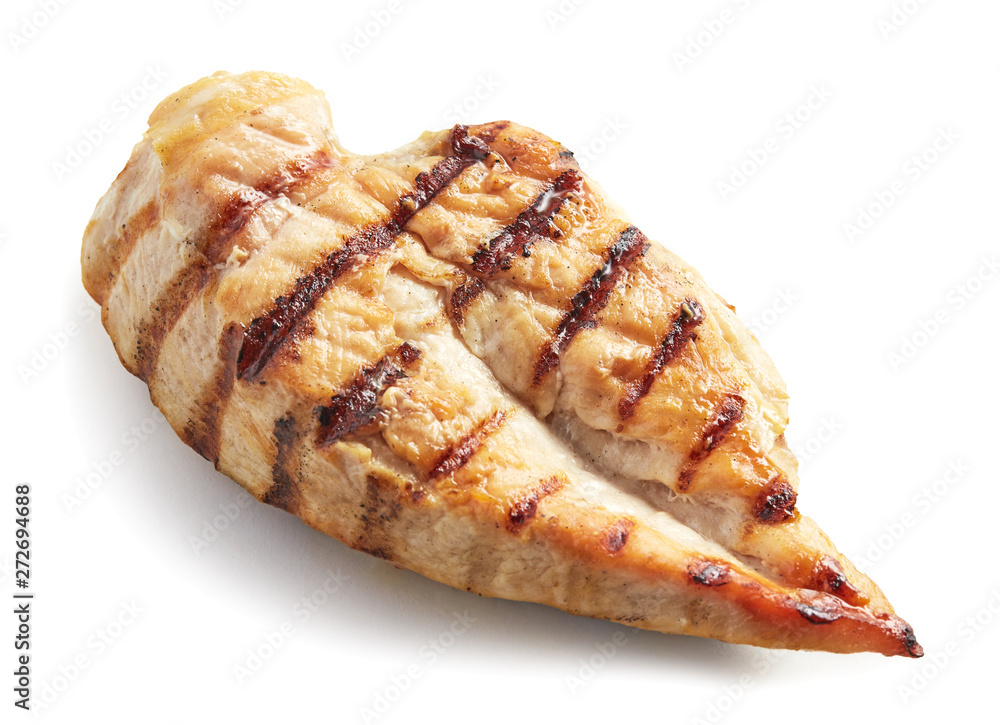 Grilled chicken breast isolated on white background