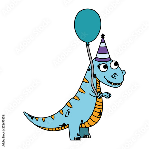 cute tyrannosaurus rex with balloon helium