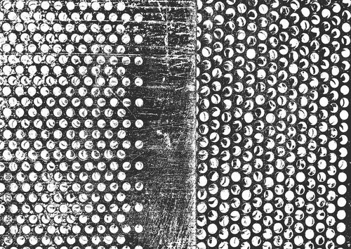 Distress old rusted peeled metal vector textures. EPS8 illustration. Black and white grunge background.